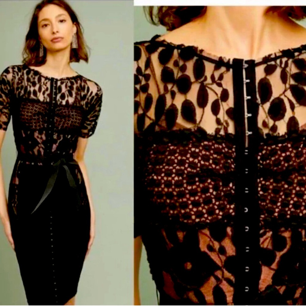 Anthropology black lace dress